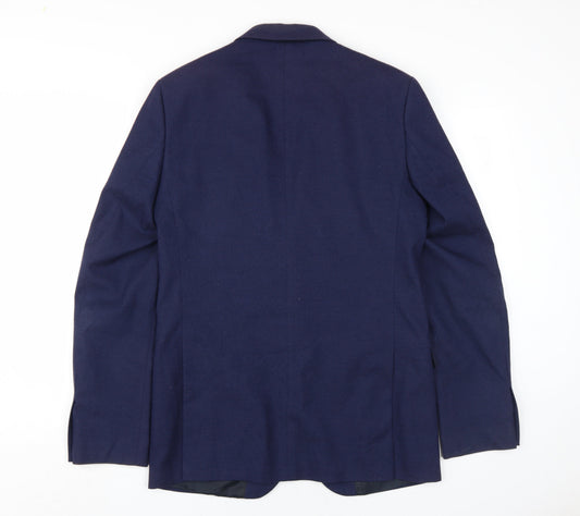 Marks and Spencer Men's Blue Long Blazer, 38L, Classic Style