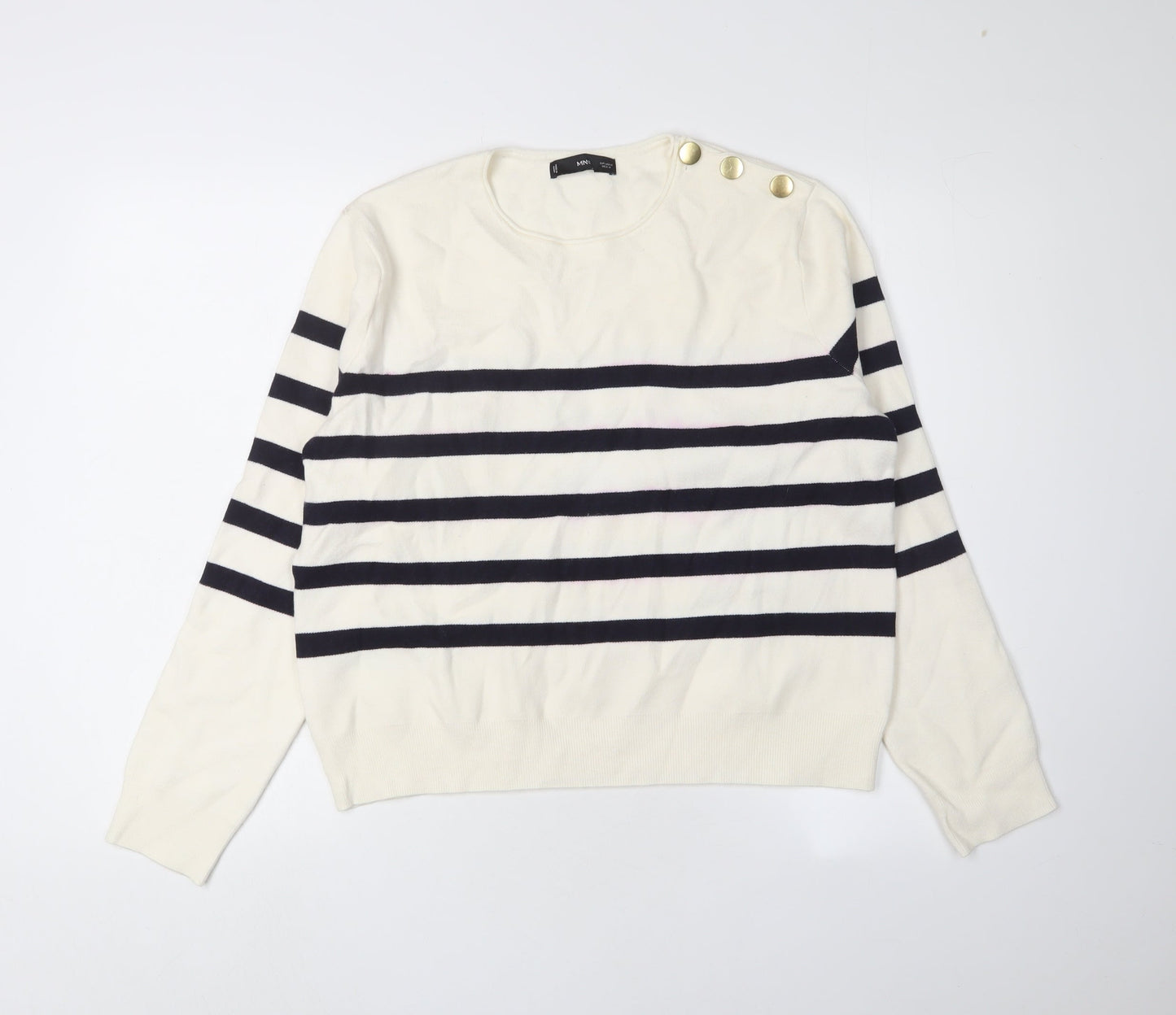MNG Women's Ivory Striped Pullover Jumper M
