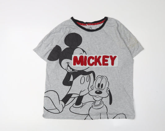 Disney Unisex Grey Mickey Mouse T-Shirt - L