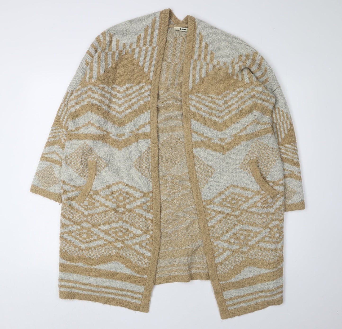 Oasis Women Beige Medium Geometric Cardigan