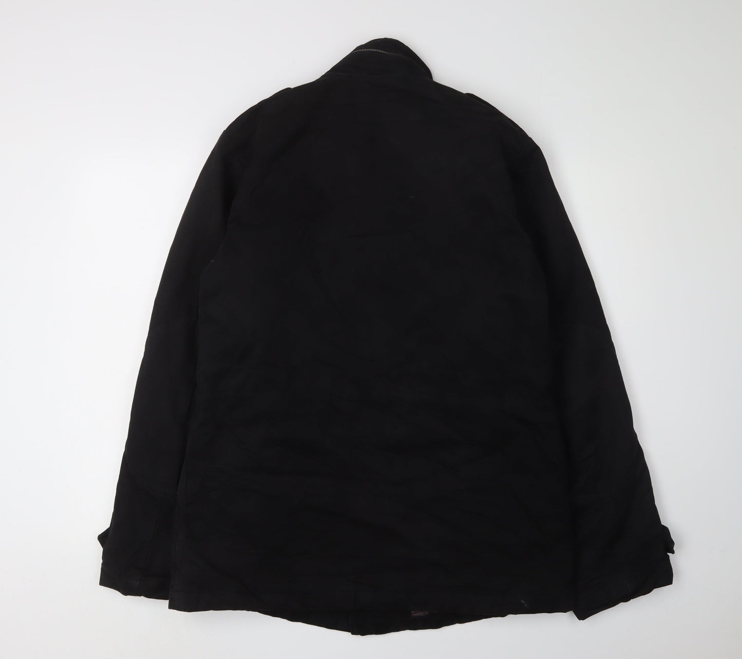 Men's Black Cotton Jacket, Medium, Button-Up, Casual