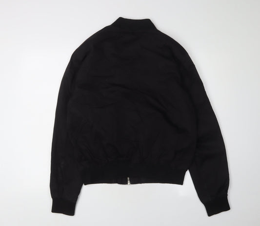 Topman Men's Black Bomber Jacket Size M Full Zip Casual