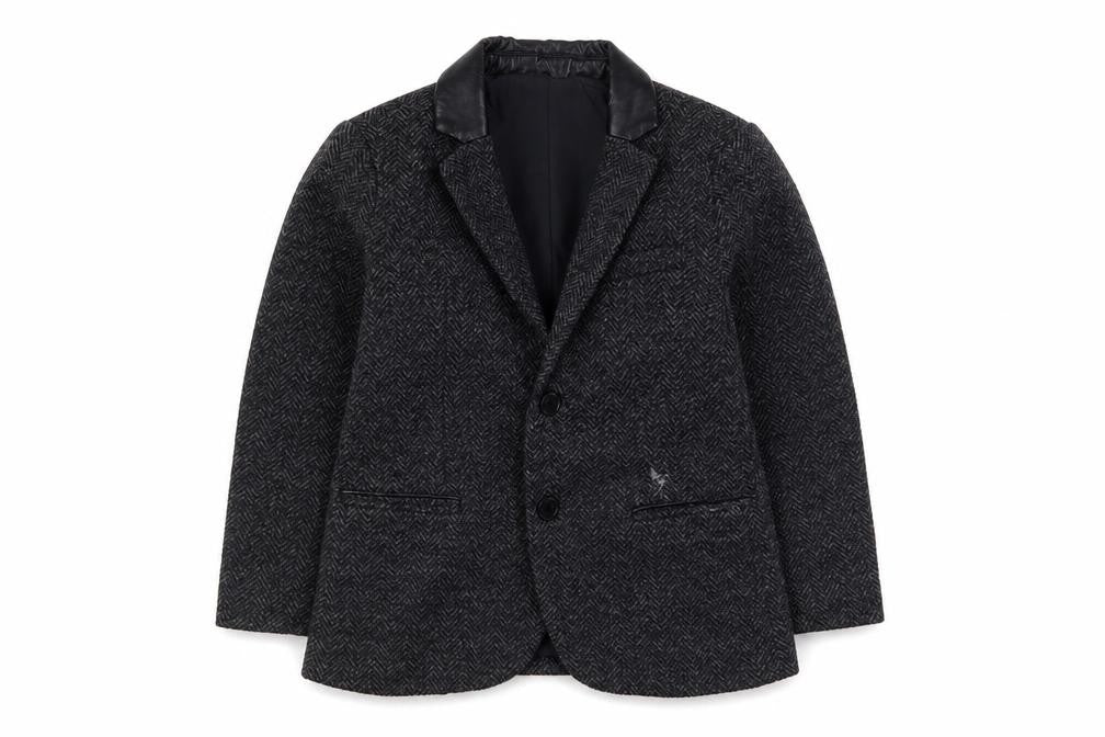 Zara Boys Black Suit Jacket 6 Years Wool Herringbone Classic