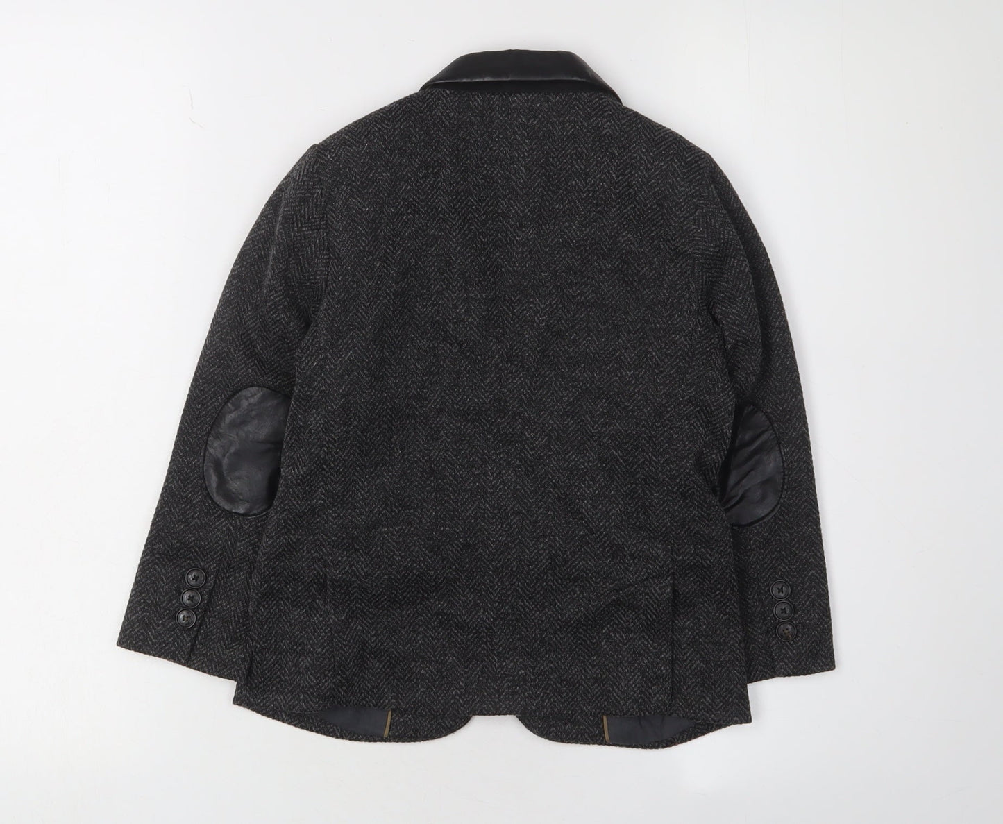 Zara Boys Black Suit Jacket 6 Years Wool Herringbone Classic
