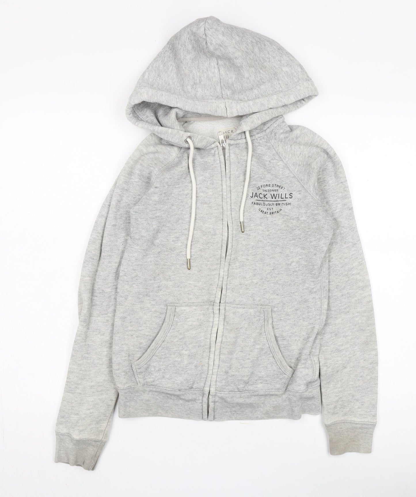 Jack Wills Women's Grey Hooded Jacket Size 8