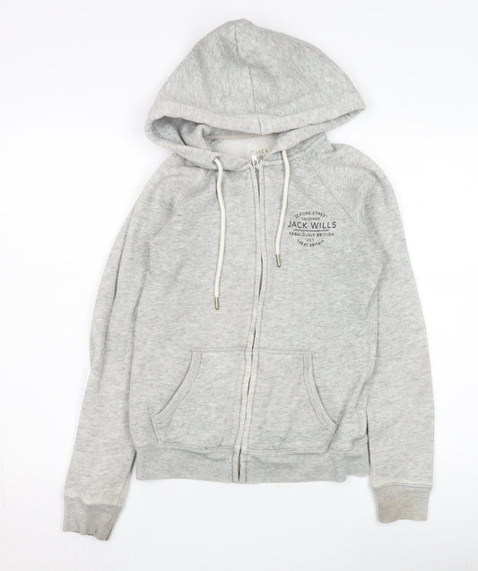 Jack Wills Women's Grey Hooded Jacket Size 8