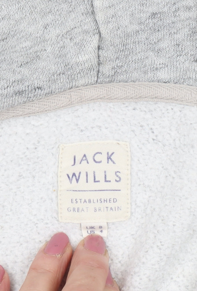 Jack Wills Women's Grey Hooded Jacket Size 8