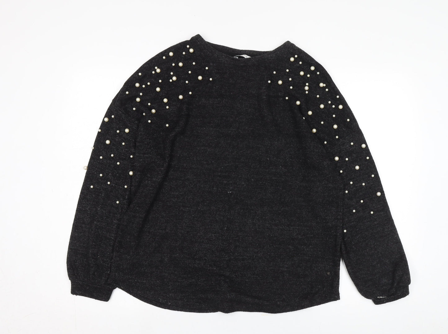 Papaya Women's Black Beaded Pullover Jumper Size 12