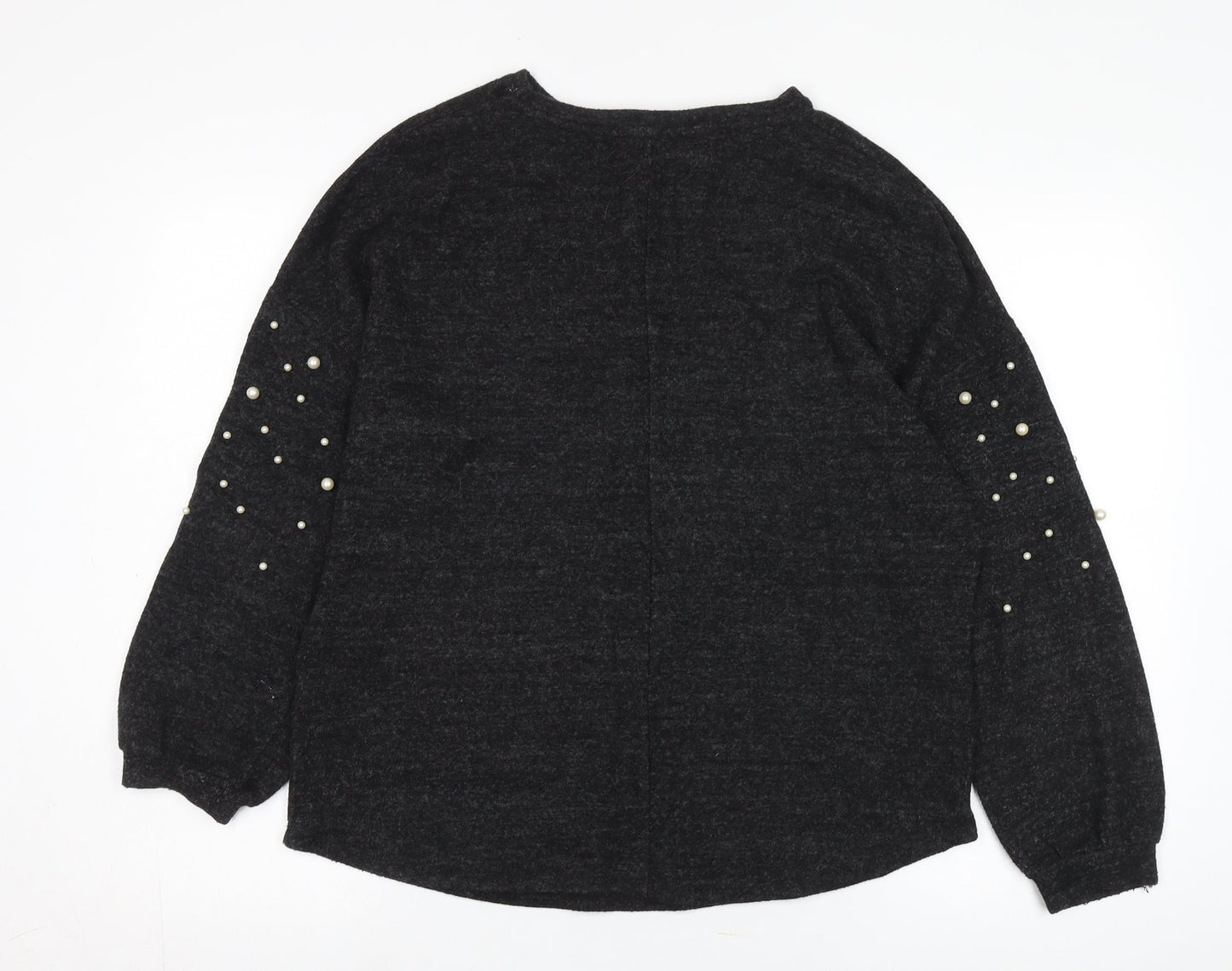 Papaya Women's Black Beaded Pullover Jumper Size 12