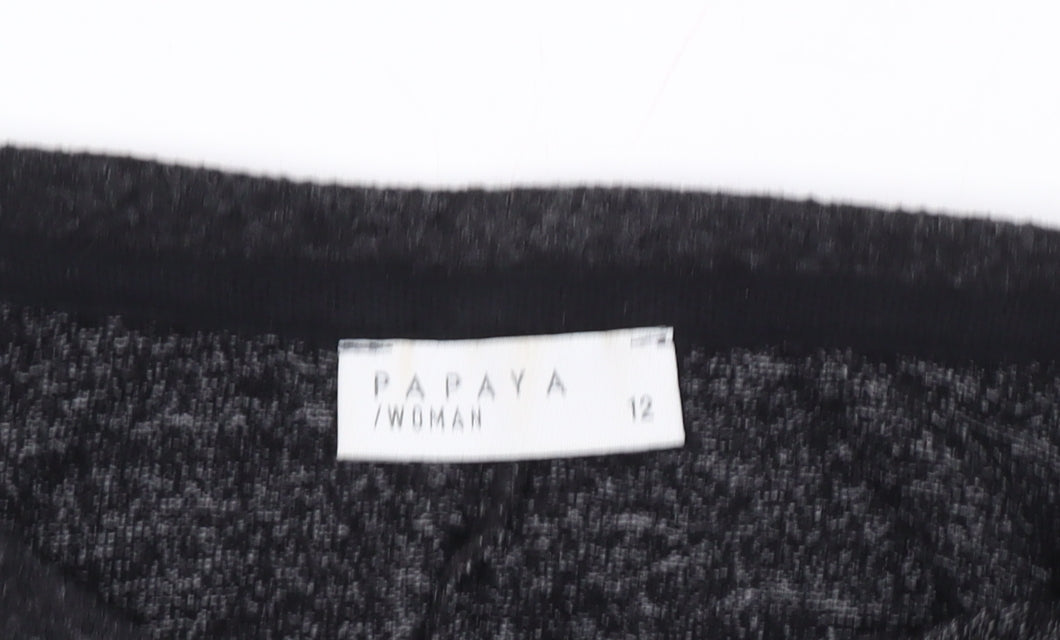 Papaya Women's Black Beaded Pullover Jumper Size 12