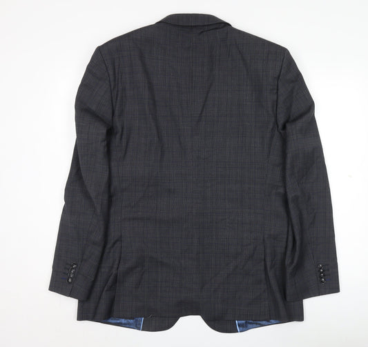 Santinelli Men’s Grey Check Wool Suit Jacket 44R