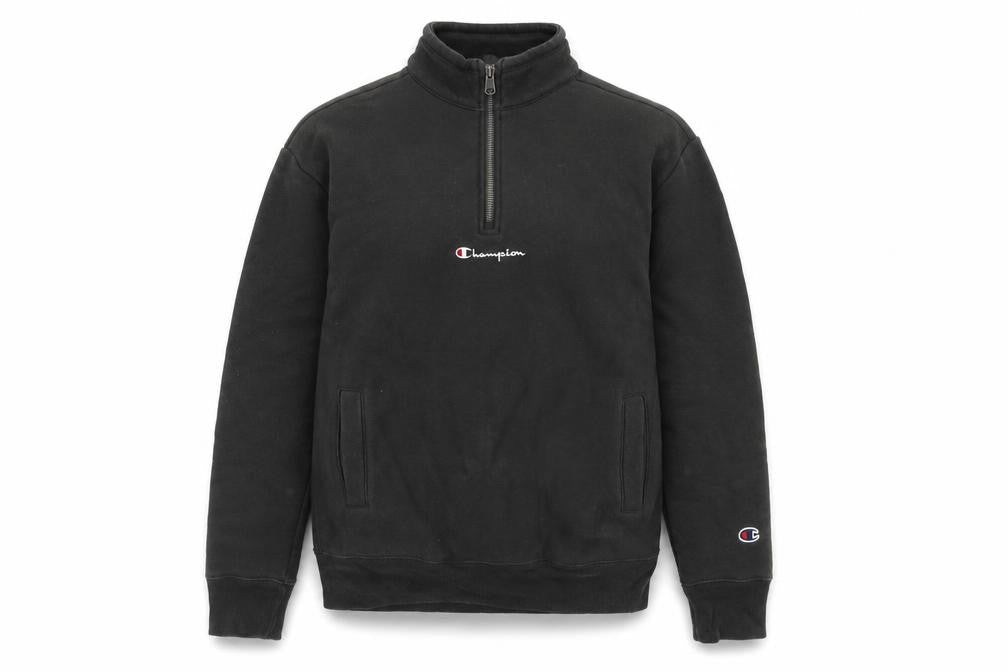 Mens UK XS Regular Champion Black 1/4 Zip Sweatshirt
