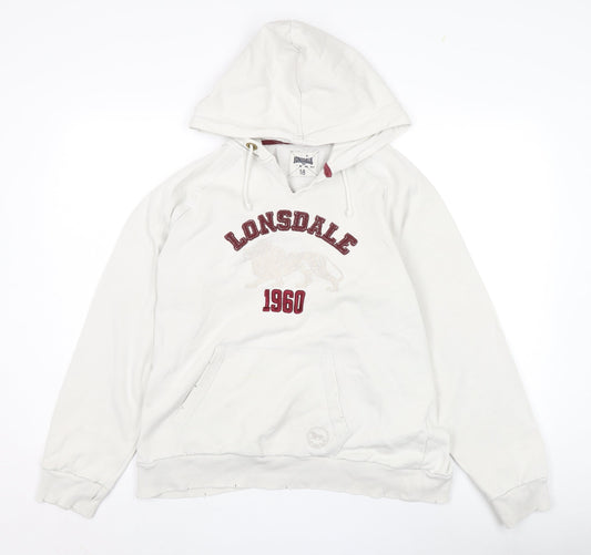 Lonsdale Men's White Pullover Hoodie - Size 16