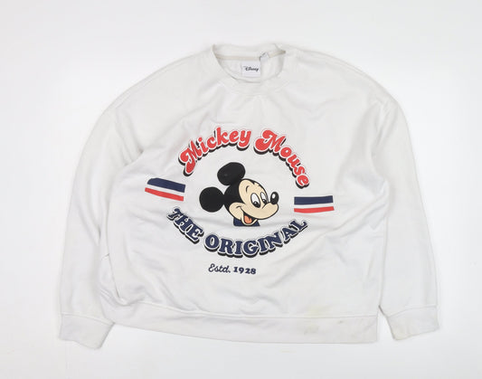 Disney Unisex XL White Mickey Mouse Pullover Sweatshirt
