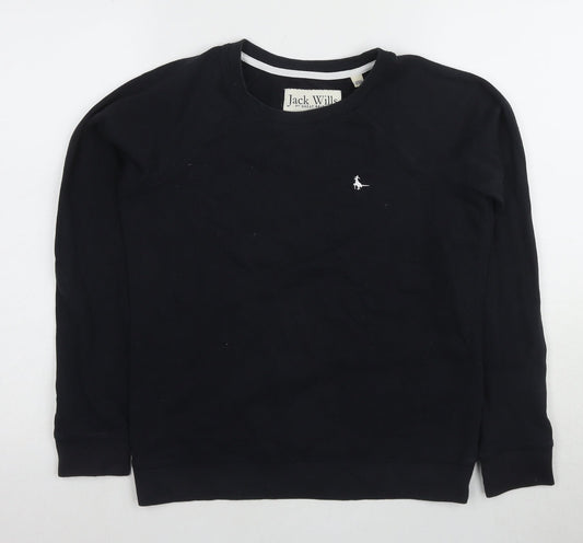 Jack Wills Unisex Black Pullover Sweatshirt Size 10