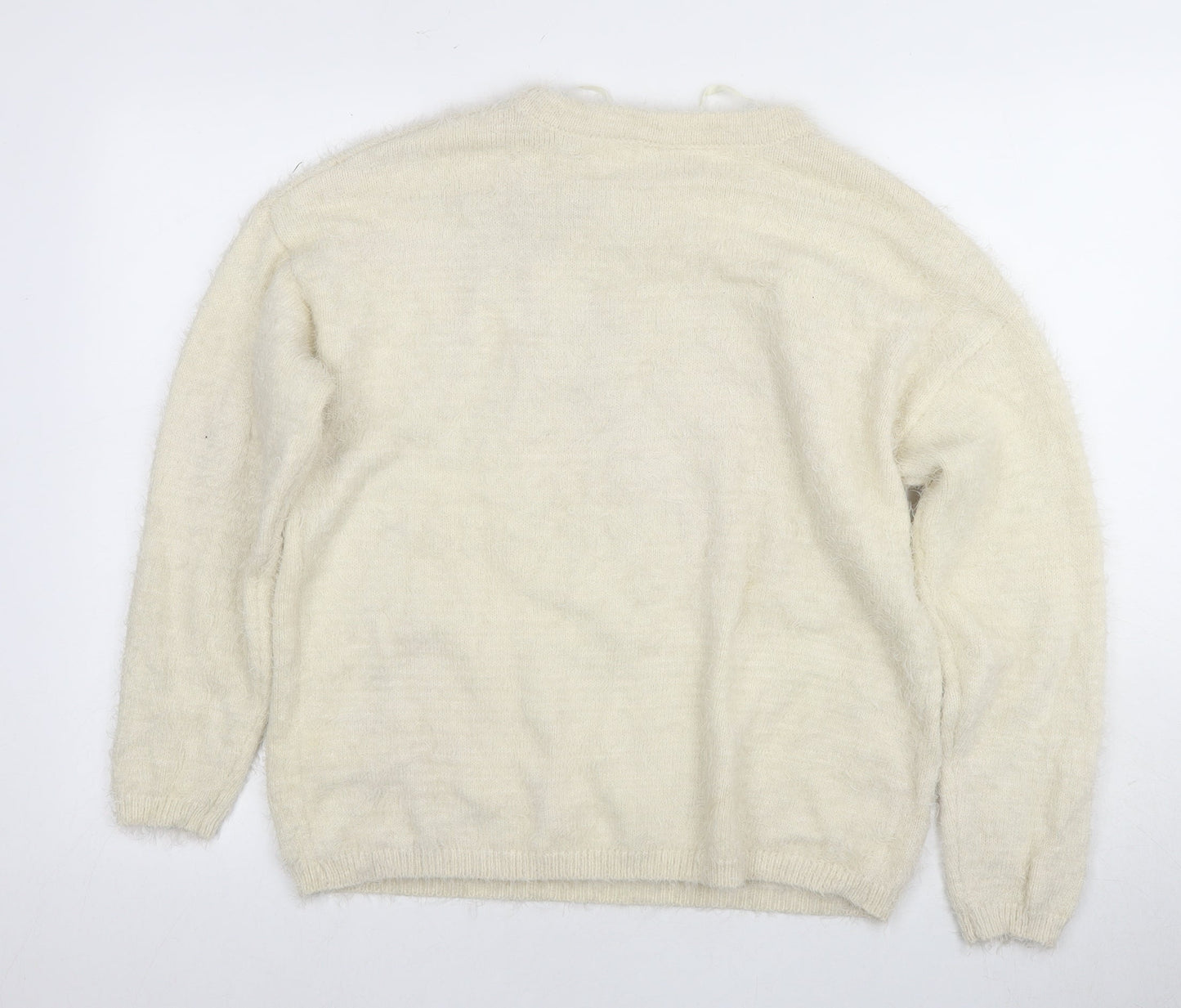 Disney Women's Ivory Bambi Sequin Pullover, Size 10