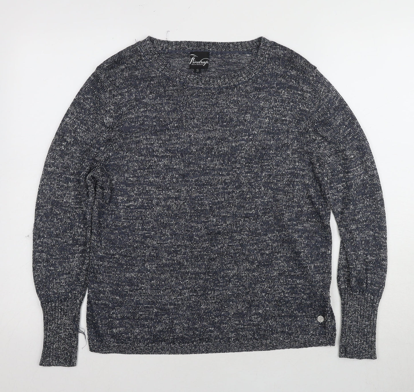 Firetrap Women's Grey Chunky-Knit Pullover Jumper Size S