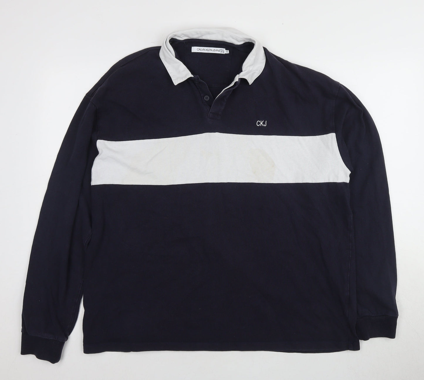 Calvin Klein Jeans Men's Blue Long Sleeve Polo M