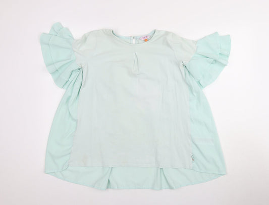 Baker by Ted Baker Girls Green Tunic Blouse 12-13Y, Ruffle Sleeves