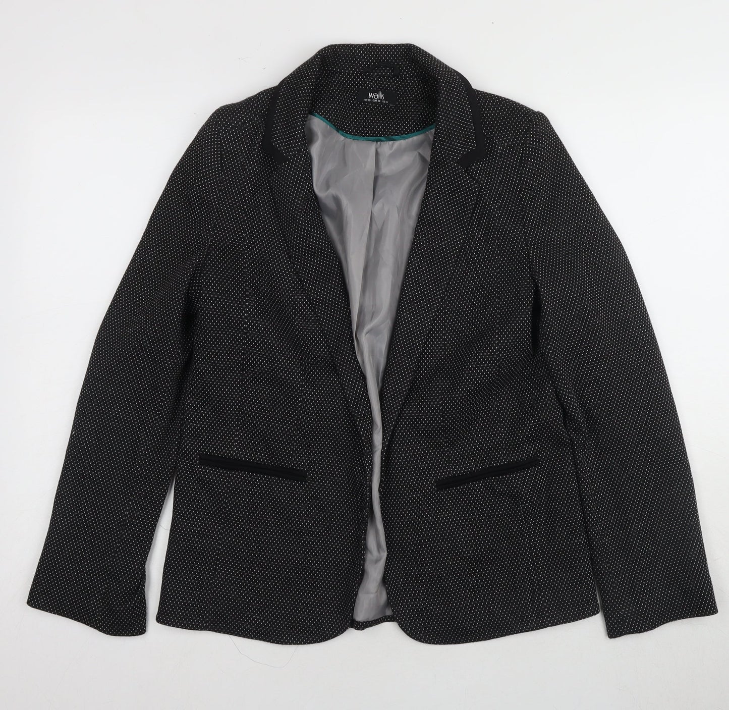 Wallis Women's Black Geometric Blazer, Size 10, Business Casual