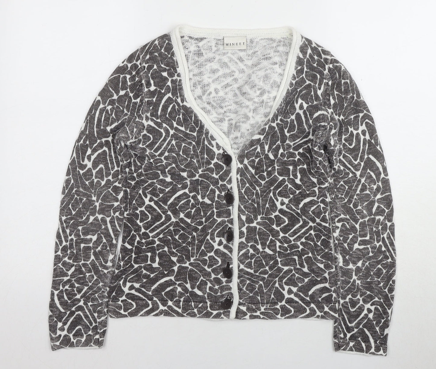 Minuet Women's Grey Cardigan, Size 8, V-Neck, Button Accents