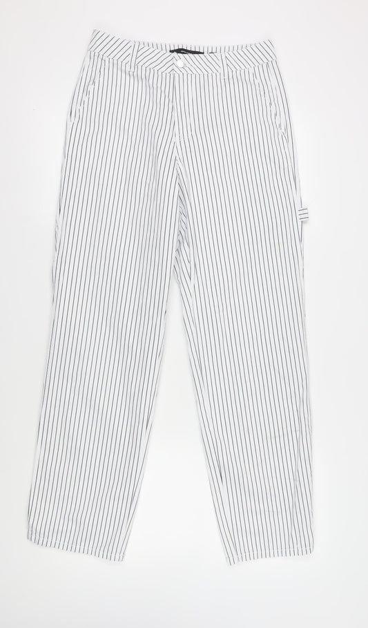 Vero Moda Women's White Striped Trousers, Size M