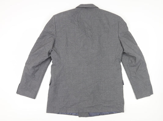 C&A Men's Grey Blazer, Size 42L, Double-Breasted, Long Fit
