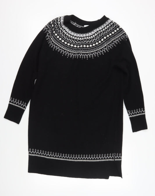 White Label Women's Black Fair Isle Jumper Dress Size 12