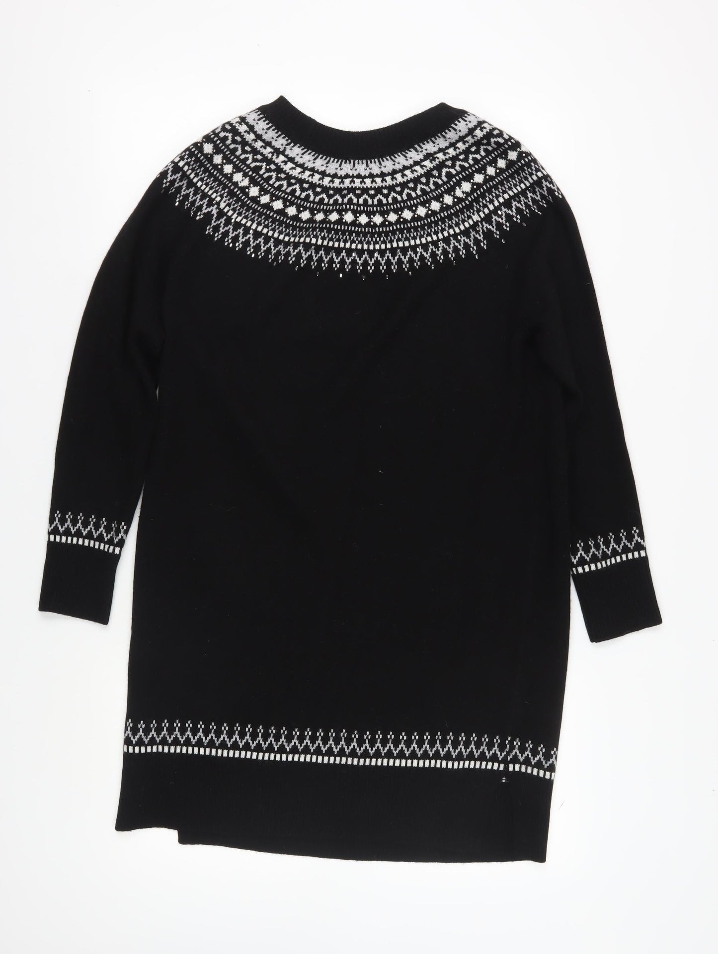White Label Women's Black Fair Isle Jumper Dress Size 12