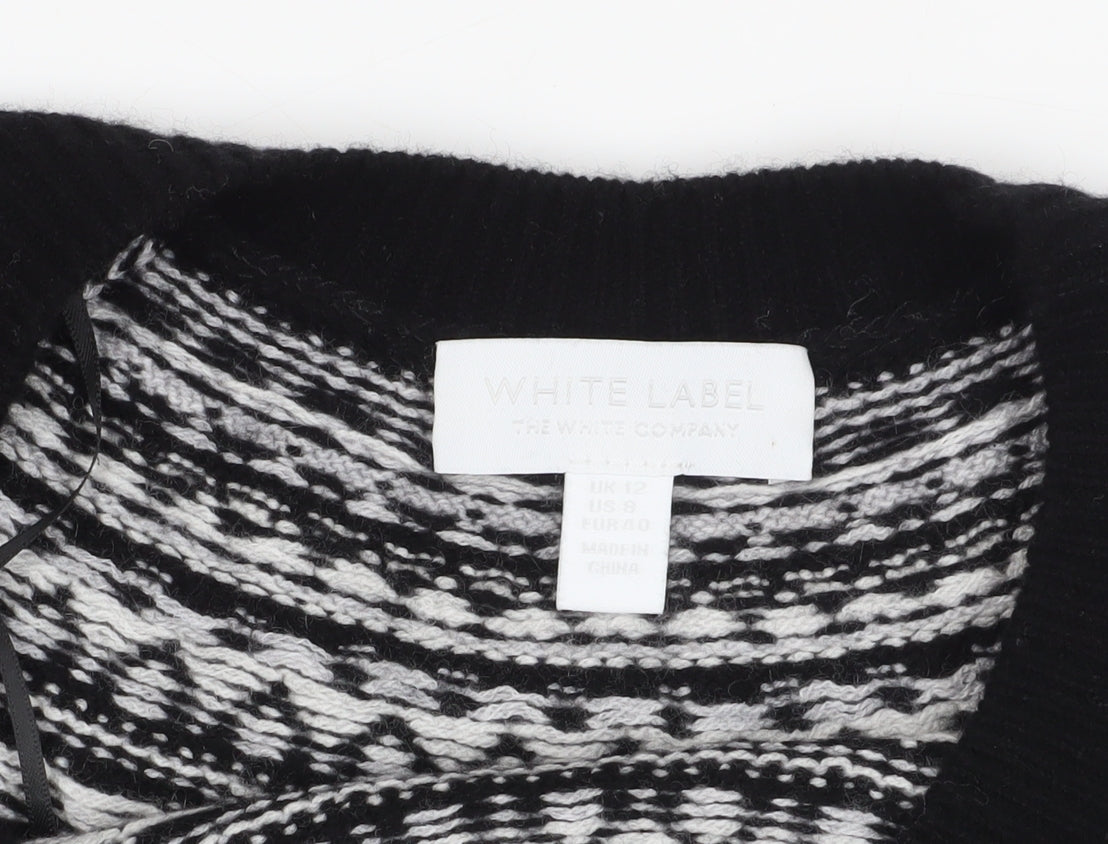 White Label Women's Black Fair Isle Jumper Dress Size 12