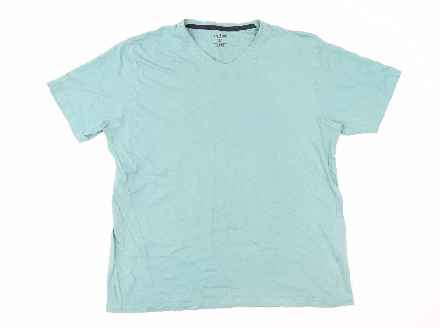 James Pringle Men's Blue V-Neck T-Shirt Medium