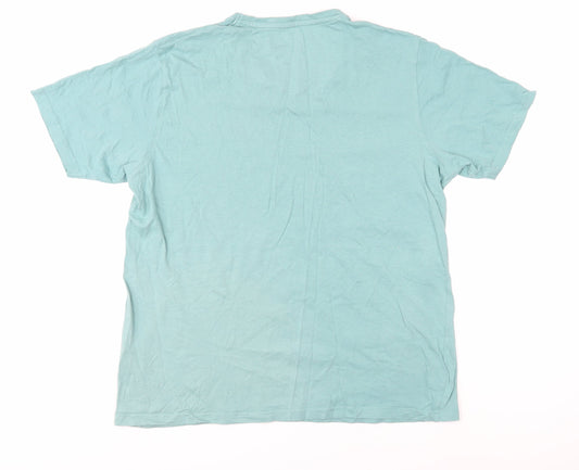 James Pringle Men's Blue V-Neck T-Shirt Medium