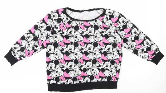 Disney Mickey Mouse Black Jersey Top, Size 24, Women's Casual