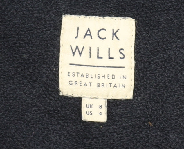 Jack Wills Women's Blue Full Zip Hoodie Size 8
