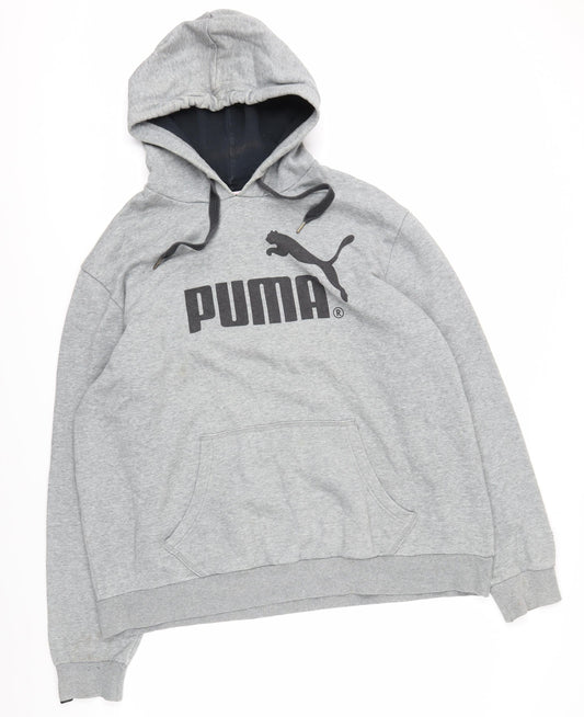 Puma Unisex Grey 2XL Pullover Hoodie, Logo, Fleece