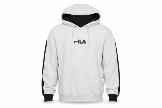 Front view of Fila Men's Grey Pullover Hoodie, size S