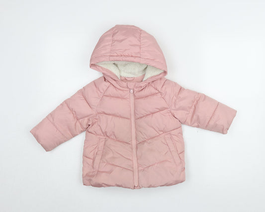 Gap Girls Pink Puffer Jacket, 2 Years, Hooded, Quilted