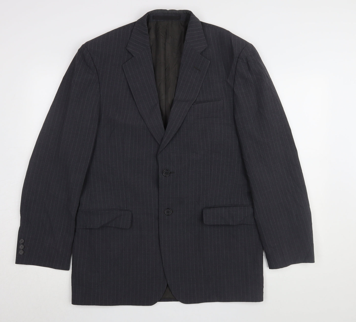 Marks & Spencer Grey Men's Blazer, Size 38R, Striped