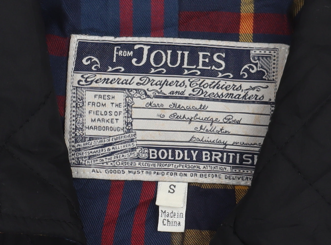 Joules Men's Black Quilted Jacket, Size S, Lined