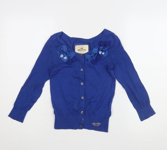 Hollister Women's Blue Cardigan XS, Bow Accents