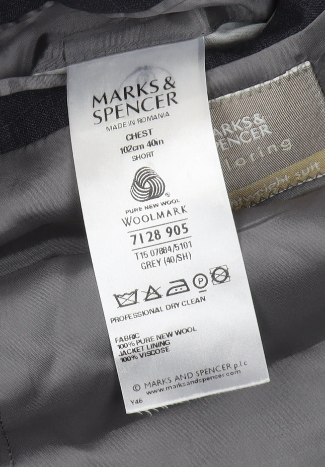 Marks and Spencer Men's Grey Wool Suit Jacket Size 40S