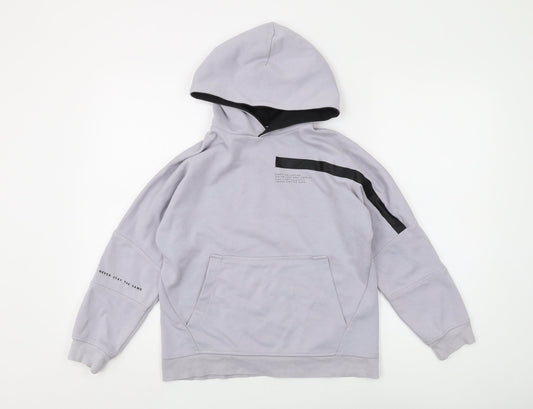 Zara Boys Grey Pullover Hoodie, Size 9 Years, Graphic Print