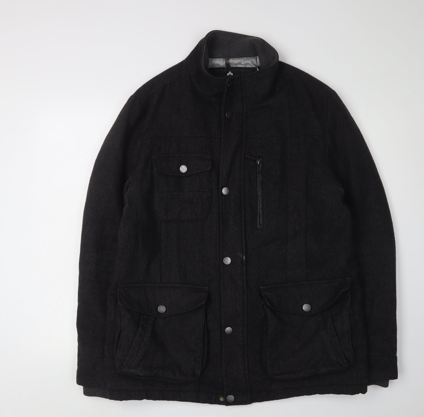 Jeff Banks Men's Black Military Jacket, Size L, Classic Style