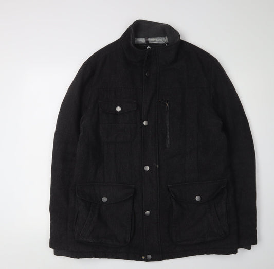 Jeff Banks Men's Black Military Jacket, Size L, Classic Style