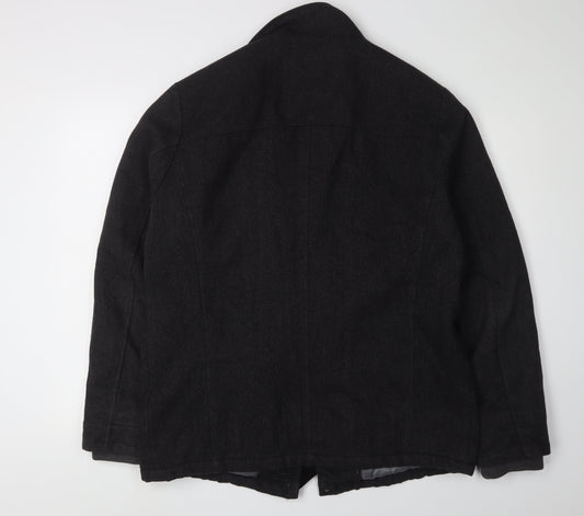 Jeff Banks Men's Black Military Jacket, Size L, Classic Style