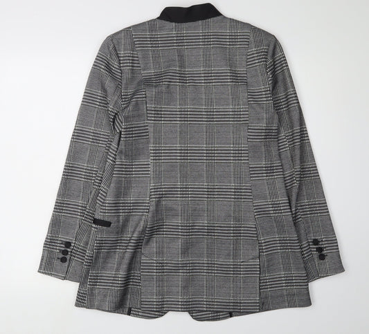 Wuli:Luu Women's Grey Check Blazer Jacket Size 10