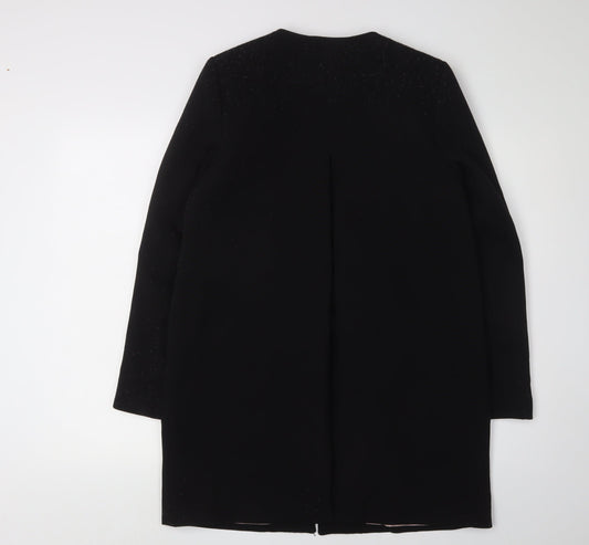 H&M Women's Black Mid-Length Coat, Size 8, Full Zip