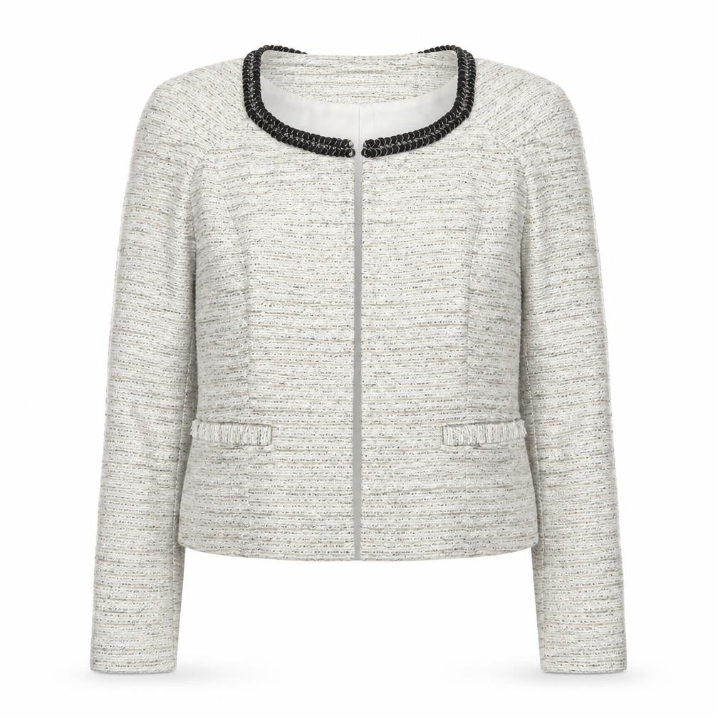 Marks and Spencer Women Ivory Bouclé Crop Blazer Size 10