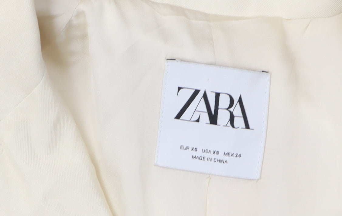 Zara Women's Ivory Trench Coat, Size 6, Classic Style