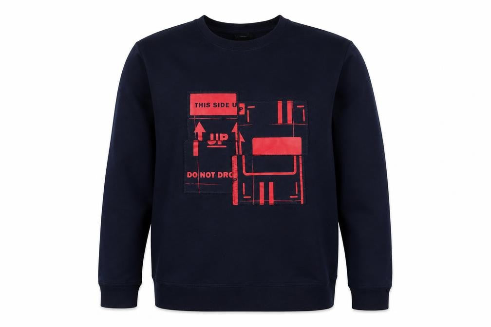 H&M Men's Blue Graphic Print Pullover Sweatshirt M